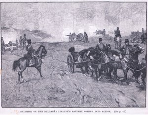 Escaramuza en el Bulganak: la batería de Maude entrando en acción de Walter Paget